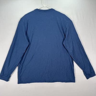 Bombas T-Shirt Mens XL Blue Long Sleeve Crewneck 100% Cotton Solid Tee - Thumbnail 2