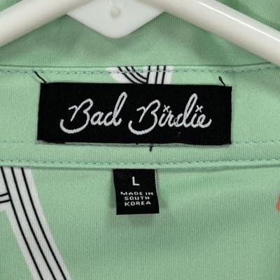 Bad Birdie Polo Shirt Mens Large Green Cactus Print Golf Performance Stretch - Thumbnail 5