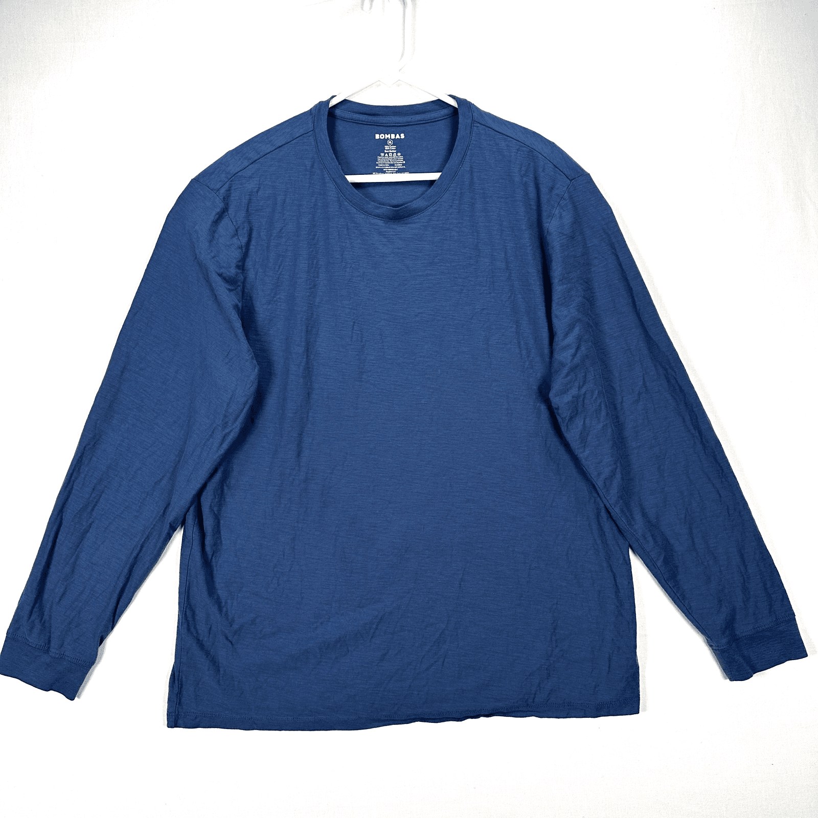 Bombas T-Shirt Mens XL Blue Long Sleeve Crewneck 100% Cotton Solid Tee - Image 1
