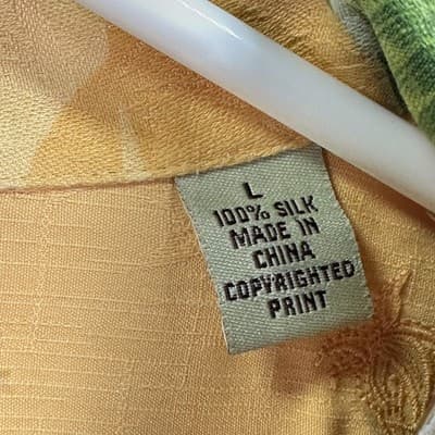 Tommy Bahama 100% Silk Hawaiian Shirt Mens Large Orange Tropical Button Up Camp - Thumbnail 6