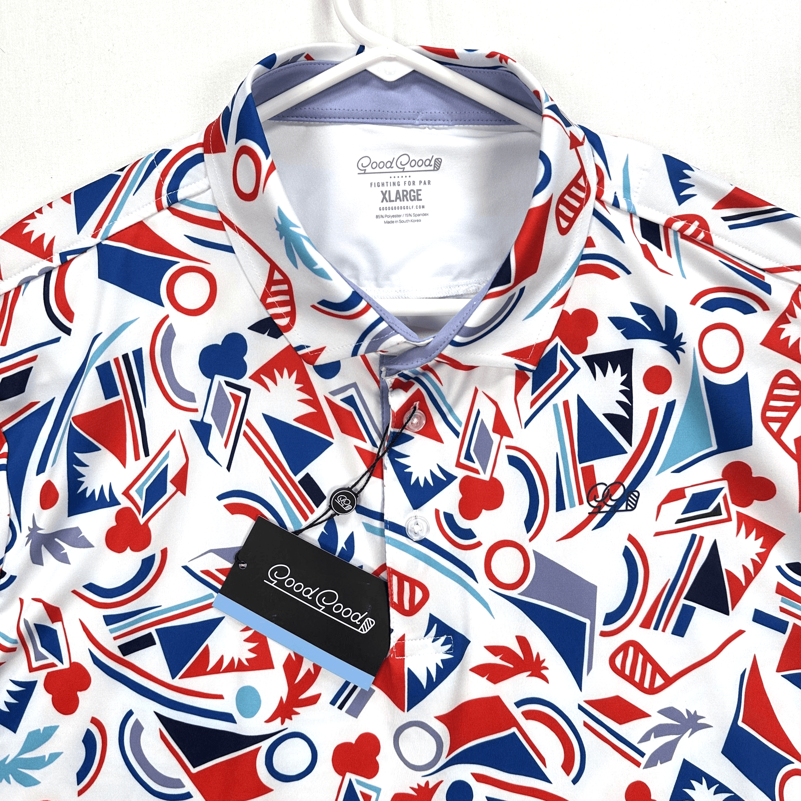 NEW Good Good Proud & True Polo Shirt Mens XL Multicolor Golf Graphic Stretch - Image 1