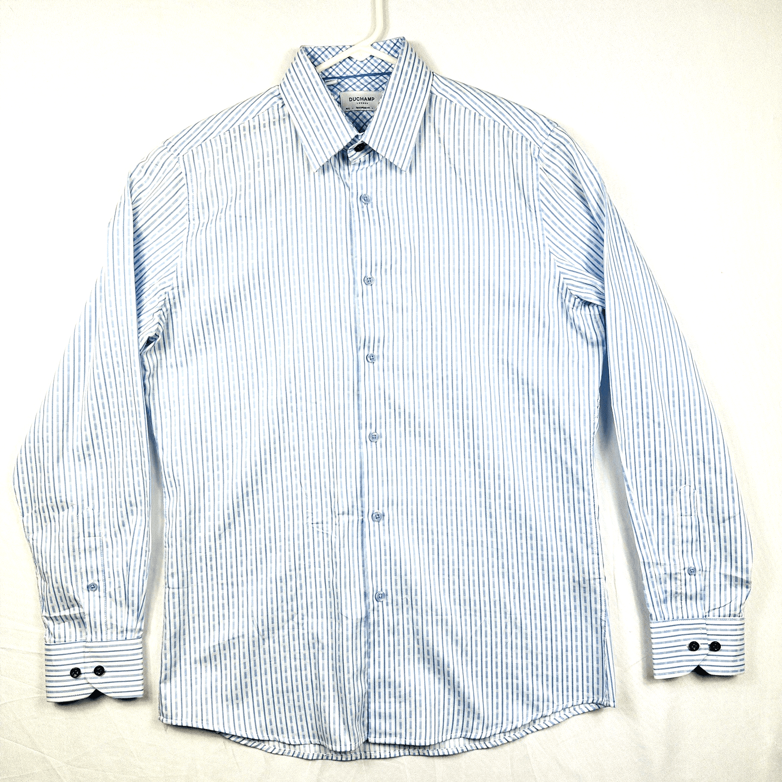 Duchamp Dress Shirt Mens 16 - 41 Large Blue Striped Long Sleeve Tailored Fit - Thumbnail 2