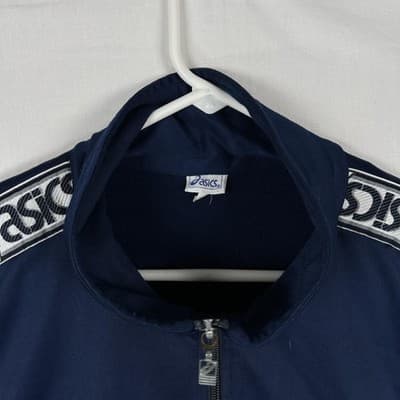 Vintage Asics Track Jacket Mens 2XL Navy 22 Idraets Klub Soccer Full Zip Logo - Thumbnail 3
