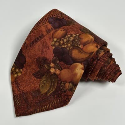 Gritti Ermenegildo Zegna Silk Tie Multicolor Floral Necktie Fruit Autumn Italy - Thumbnail 3