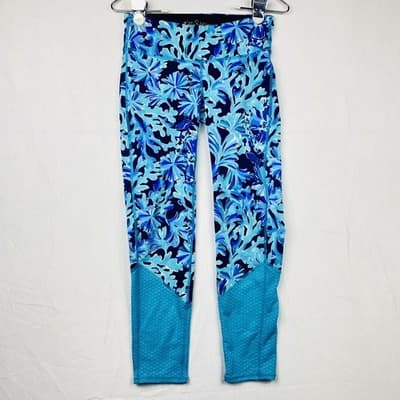 Lilly Pulitzer Luxletic Blue Coral Floral Print Leggings XS Style 000514 Womens - Image 1