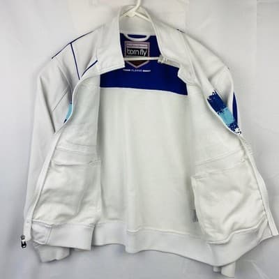 Born Fly Mens XL Anytown USA 02 Winter Games Track Jacket White Blue Full Zip - Thumbnail 8