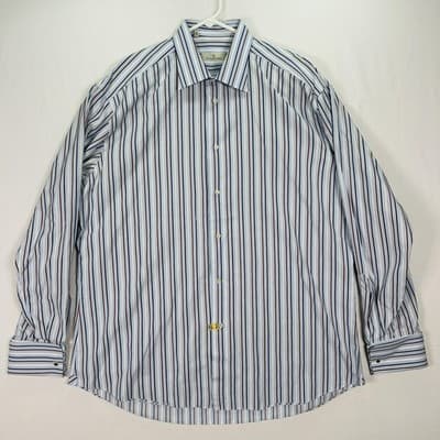 Ermenegildo Zegna Dress Shirt Mens 17 Multicolor Stripe Long Sleeve French Cuffs - Thumbnail 2
