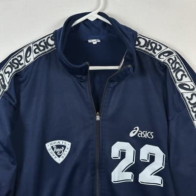 Vintage Asics Track Jacket Mens 2XL Navy 22 Idraets Klub Soccer Full Zip Logo - Thumbnail 9