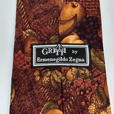 Gritti Ermenegildo Zegna Silk Tie Multicolor Floral Necktie Fruit Autumn Italy - Thumbnail 5