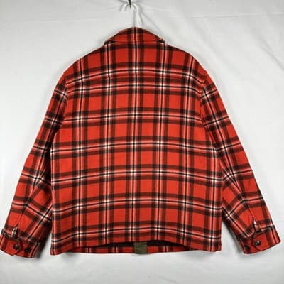 Todd Snyder Cruiser Jacket Men 2XL Red Plaid Italian Wool Button Front Lined EUC - Thumbnail 2