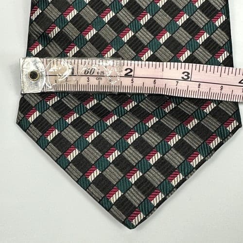 Pierre Balmain Mens 100% Silk Necktie Multicolor Geometric Tie Handmade Italy - Thumbnail 6