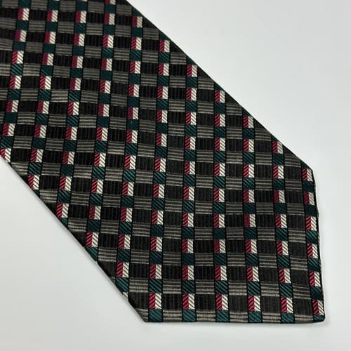 Pierre Balmain Mens 100% Silk Necktie Multicolor Geometric Tie Handmade Italy - Thumbnail 3