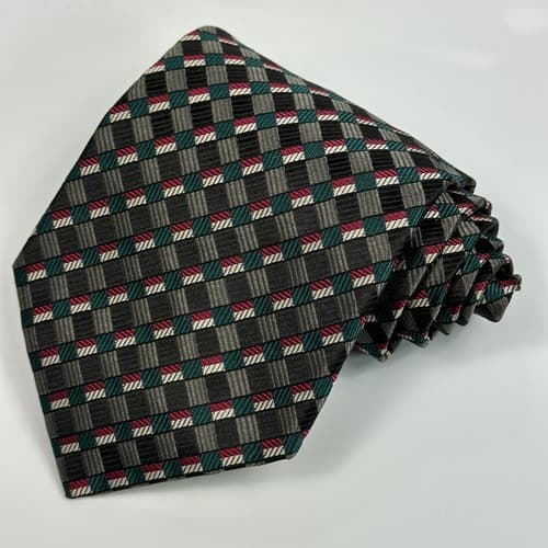 Pierre Balmain Mens 100% Silk Necktie Multicolor Geometric Tie Handmade Italy - Thumbnail 2