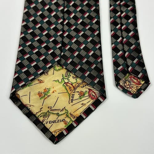 Pierre Balmain Mens 100% Silk Necktie Multicolor Geometric Tie Handmade Italy - Thumbnail 5