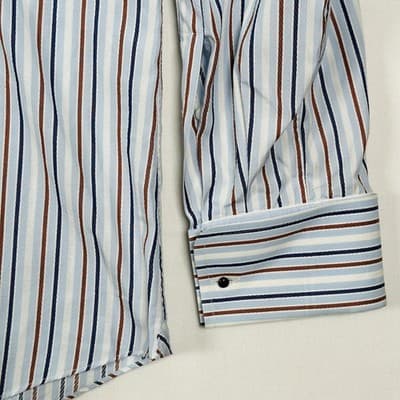 Ermenegildo Zegna Dress Shirt Mens 17 Multicolor Stripe Long Sleeve French Cuffs - Thumbnail 4