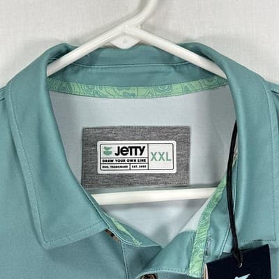 NEW Jetty Bunker Polo Shirt Mens 2XL Striped Dewey Beer Golf Performance Stretch - Thumbnail 4