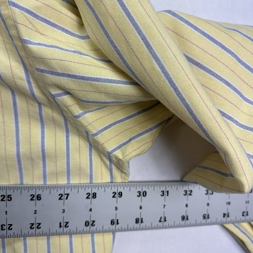 Ralph Lauren Oxford Shirt Mens 2XL Yellow Blue Striped Long Sleeve Flesh Pony - Thumbnail 9