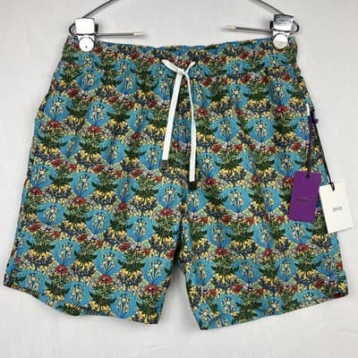Onia Charles 7 Swim Trunks Liberty Fabric Coral Vines Inca Gold MS08-141 Mens S - Image 1