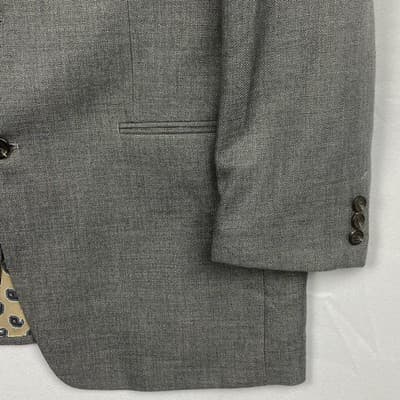 Chaps Mens Gray Textured Two Button Blazer Jacket 44L Paisley Lining 44 Long - Thumbnail 5