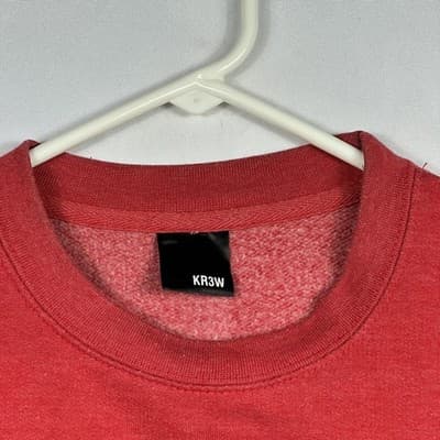 KR3W Mens Red Skull Headdress Graphic Crewneck Sweatshirt Small Heathered Fleece - Thumbnail 7