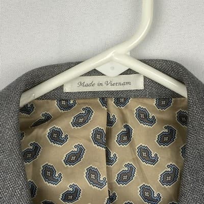 Chaps Mens Gray Textured Two Button Blazer Jacket 44L Paisley Lining 44 Long - Thumbnail 7