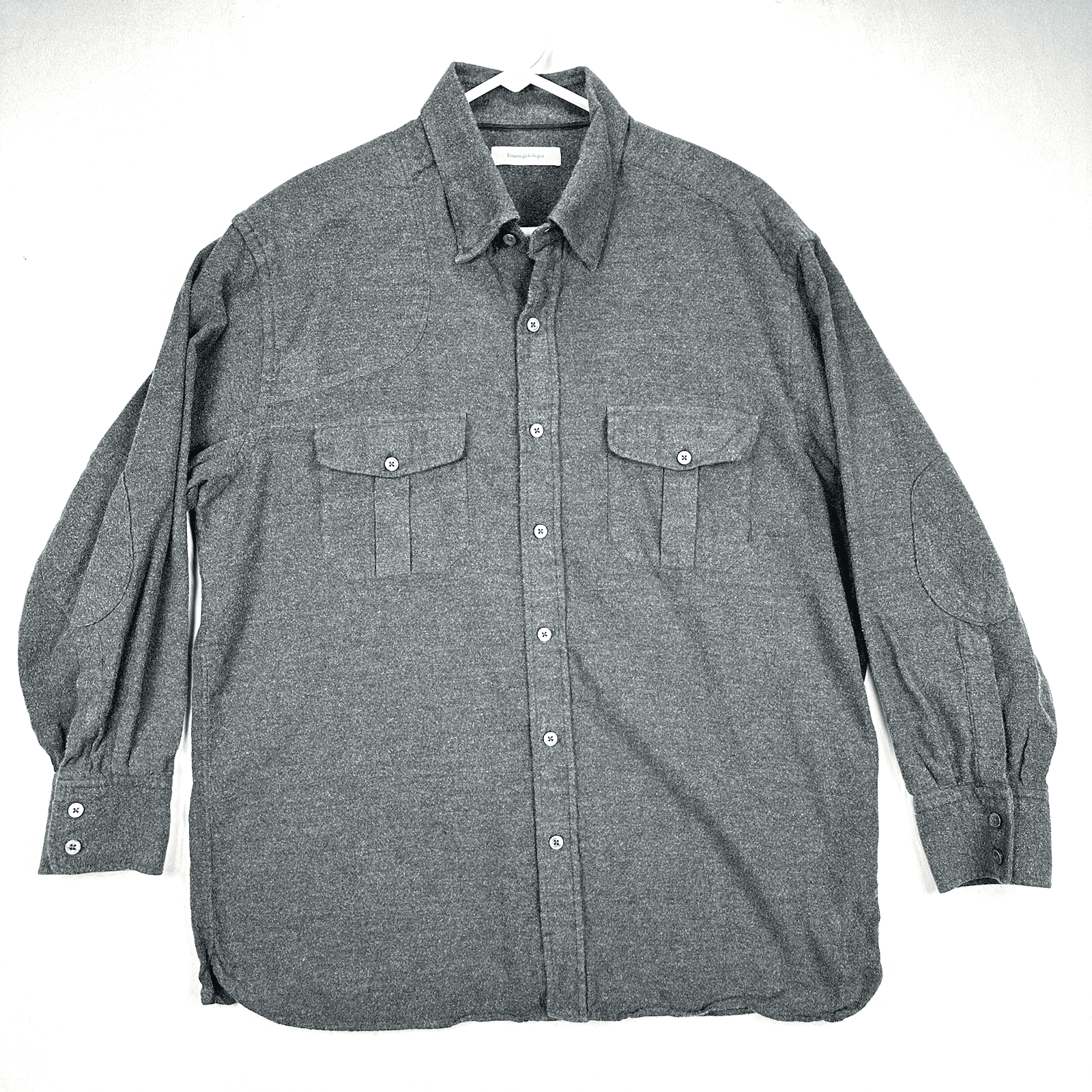 Ermenegildo Zegna Shirt Womens XL Gray Button Up 3/4 Sleeve Collared Cotton - Image 1