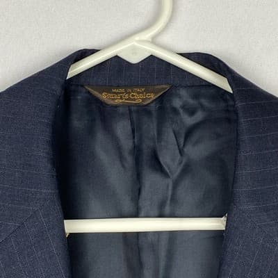 Paul Stuart Stuarts Choice Navy Pinstripe Wool Blazer Sport Coat Italy 42L 10109 - Thumbnail 7