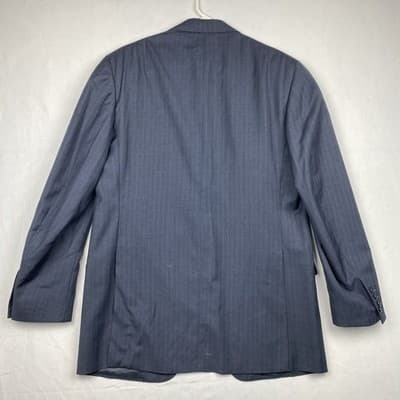 Paul Stuart Stuarts Choice Navy Pinstripe Wool Blazer Sport Coat Italy 42L 10109 - Thumbnail 2