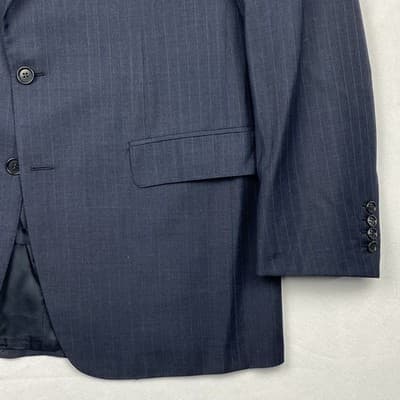 Paul Stuart Stuarts Choice Navy Pinstripe Wool Blazer Sport Coat Italy 42L 10109 - Thumbnail 4