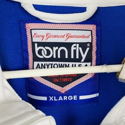 Born Fly Mens XL Anytown USA 02 Winter Games Track Jacket White Blue Full Zip - Thumbnail 7