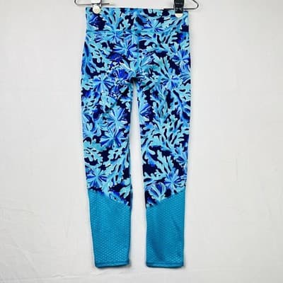 Lilly Pulitzer Luxletic Blue Coral Floral Print Leggings XS Style 000514 Womens - Thumbnail 2