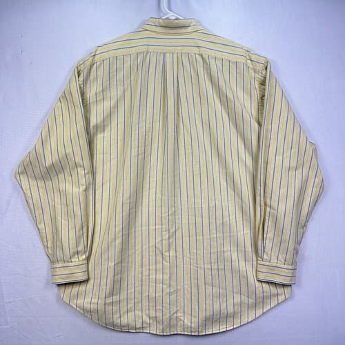 Ralph Lauren Oxford Shirt Mens 2XL Yellow Blue Striped Long Sleeve Flesh Pony - Thumbnail 3