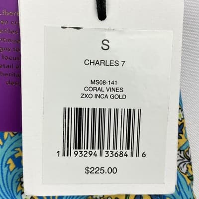 Onia Charles 7 Swim Trunks Liberty Fabric Coral Vines Inca Gold MS08-141 Mens S - Thumbnail 4