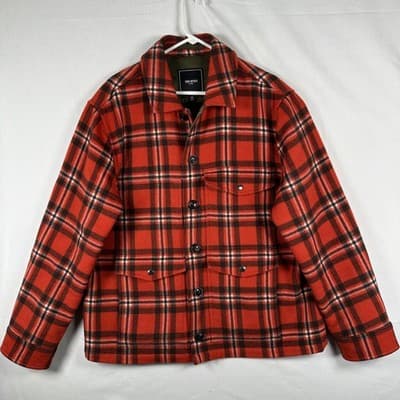 Todd Snyder Cruiser Jacket Men 2XL Red Plaid Italian Wool Button Front Lined EUC - Image 1