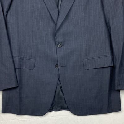Paul Stuart Stuarts Choice Navy Pinstripe Wool Blazer Sport Coat Italy 42L 10109 - Thumbnail 3