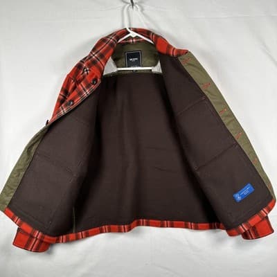 Todd Snyder Cruiser Jacket Men 2XL Red Plaid Italian Wool Button Front Lined EUC - Thumbnail 5