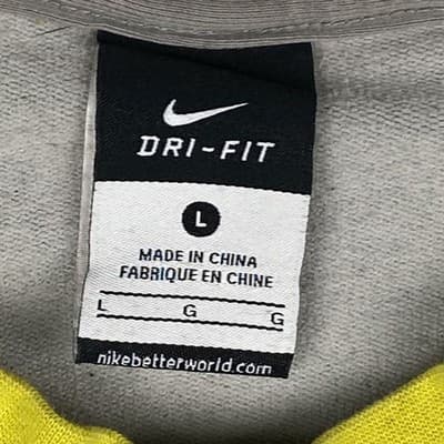 Nike Dri-FIT Kids Large Lime Green Grey Blue Logo Pullover Zipper Pockets VTG - Thumbnail 5