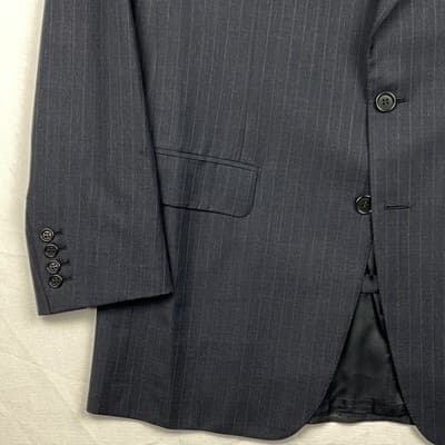 Paul Stuart Stuarts Choice Navy Pinstripe Wool Blazer Sport Coat Italy 42L 10109 - Thumbnail 5