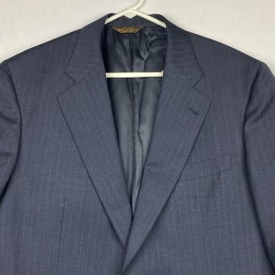 Paul Stuart Stuarts Choice Navy Pinstripe Wool Blazer Sport Coat Italy 42L 10109 - Thumbnail 6