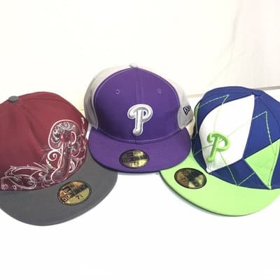 New Era 59FIFTY Philadelphia Phillies Fitted Hat Lot 7 5/8 Mens MLB Caps 3 Pack - Image 1