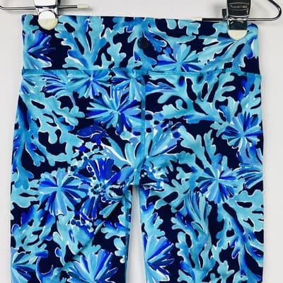Lilly Pulitzer Luxletic Blue Coral Floral Print Leggings XS Style 000514 Womens - Thumbnail 7