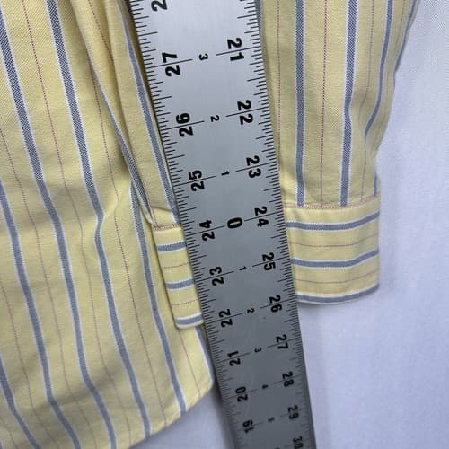 Ralph Lauren Oxford Shirt Mens 2XL Yellow Blue Striped Long Sleeve Flesh Pony - Thumbnail 10