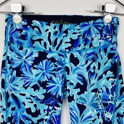 Lilly Pulitzer Luxletic Blue Coral Floral Print Leggings XS Style 000514 Womens - Thumbnail 5