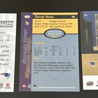 1998 Randy Moss Collectors Edge RC Rookie Lot 3 Cards Tom Brady Patriots NFL - Thumbnail 7