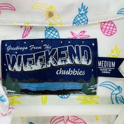 Chubbies Medium White Neon Tropical Pineapple Toucan Long Sleeve Popover Shirt - Thumbnail 5