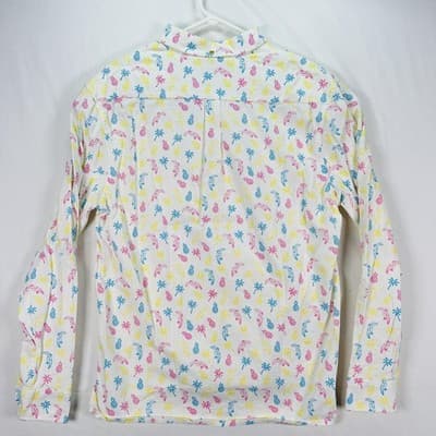 Chubbies Medium White Neon Tropical Pineapple Toucan Long Sleeve Popover Shirt - Thumbnail 3