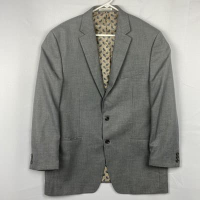 Chaps Mens Gray Textured Two Button Blazer Jacket 44L Paisley Lining 44 Long - Thumbnail 2