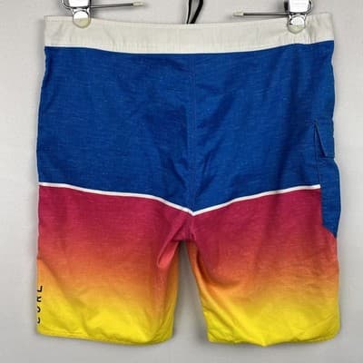 Rip Curl Mens Board Shorts Size 33 Blue Pink Orange Yellow Sunset Colorblock NEW - Thumbnail 2
