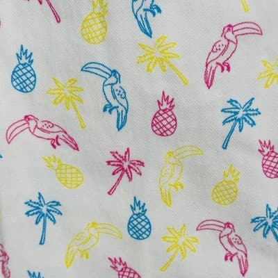 Chubbies Medium White Neon Tropical Pineapple Toucan Long Sleeve Popover Shirt - Thumbnail 7