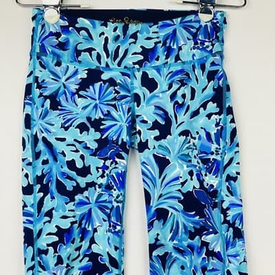 Lilly Pulitzer Luxletic Blue Coral Floral Print Leggings XS Style 000514 Womens - Thumbnail 4